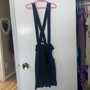 zara gray overall skirt